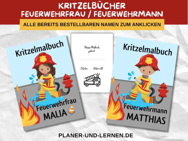Einfach zum Anklicken: Die bereits bestellbaren Namen der FEUERWEHR-Kritzelbücher.